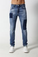 Men's Slim denim jeans with rips, white dots and shadows