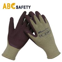 DDSAFETY Wholesale In China Yellow for shell, brown for coating safety working Latex Gloves