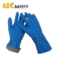 Blue Latex Household Gloves With Silver