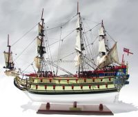 LA LICORNE / UNICORN (CREAM &amp; WHITE HULL) WOODEN MODEL BOAT HIGH QUALITY MADE IN VIETNAM