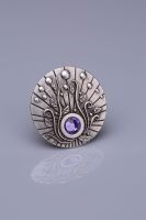 Amaranth Natural Stone Silver Plated Magnet
