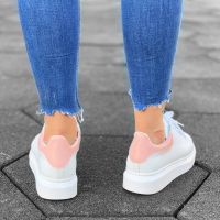 Women High Sole Sneakers White&Pink