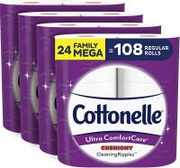 Accept PayPal for Cottonelle Ultra ComfortCare Soft Toilet Paper with Cushiony Cleaning Ripples, 24 Family Mega Rolls,