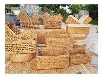 HAND WEAVING SEAGRASS STORAGE BOX AND NATURAL WATER HYACINTH BASKETS 