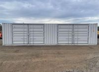 Modified 40ft high cube shipping container featuring side and end doors