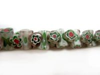 7*11mm Floral Glass Peanut Bead Strand