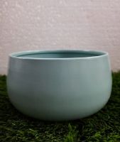 Round Metal Bowl Planter (Pastel Blue)