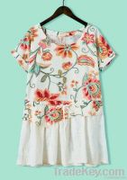 Women Floral Print Short-Sleeve T Shirts Ladies Tops