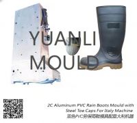 2C Aluminum PVC Rain Boots Mould with Steel Toe Caps For Italy Machine 