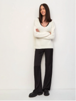 DELMA Pullover oversize v-neck white milk