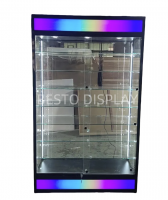 Glass display cabinet with lighting signages &amp; temper glass shelves