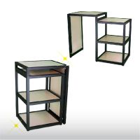 Nesting Tables Black Metal Frame with wooden Storage Shelf 