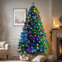 7FT Christmas Tree Artificial Decor with 300 LED Light Xmas Holiday Decoration