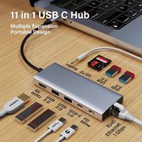 Multiple Interfaces 11-in-1 USB Laptop Docking Station Gigabit 1000M RJ45 Ethernet Mac Adapter USB 3.0 Type C Usb-C Hub Docking Station For Macbook, ASUS, Lenovo, Dell, HP, Samsung, Huawei