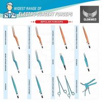 Clonmed Bipolar Forceps Cautery Teflon Coated for longer durability Fine Tip