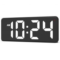 LED Digital Wall Clock with Large Display, Big Digits, Auto-Dimming, 12/24Hr Format, Battery Backup, Silent Wall Clock for Farmhouse, Kitchen, Living Room, Bedroom, Classroom, Office – White