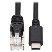 USB C Male Plug to RJ45, 8p8c Black Round Shielded