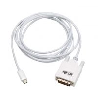 USB C Male Plug to DVI-D Dual Link, Male White Round Unshielded