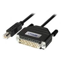 USB B Male Plug to D-Sub 25 pos Male Black Round -