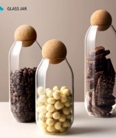 glass jar canister with cork ball lid