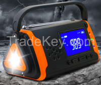 Solar Hand Crank Emergency Power Supply Flashlight Radio Portable Powe