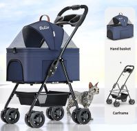 Bello sp02f Dog/Cat Pet stroller with detachable basket with four wheels rotating 360 degrees