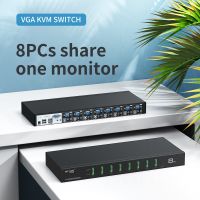 8 Port KVM Switch VGA, MT-VIKI 8 Port Industrial-grade KVM Console 8x1 + 8-pack USB VGA Cable Support OSD Hotkey