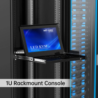 15.6" LCD KVM Switch 8 Port HDMI + 8 Cables, MT-VIKI LED 1U Rackmount LCD KVM Switch Drawer Console