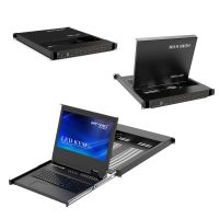 17.3" LED HDMI KVM Console 16 Port + 16 Pack Cables, MT-VIKI 1U Rack KVM Console Drawer, 17.3 Inch LCD KVM Switch HDMI