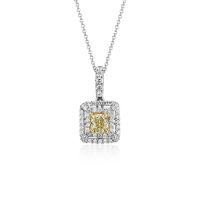 Yellow Diamond Cushion Pendant in 18k White and Yellow Gold (1.04 ct. tw.) Pendant Information