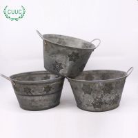 Black Metal Bucket Basket Flower Pot Planter with Metal Handle for Flower Shops