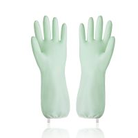 Household dishwashing gloves with hanging rope, PVC plush coating, safety gear, wear-resistant and waterproof gloves