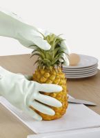 Hanging PVC cleaning gloves, short style, dishwashing gloves, thick and durable, water-resistant and oil-resistant