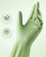 Winter flocking PVC gloves-thick and durable with hook-and-loop fasteners -dishwashing gloves for household cleaning and laundry