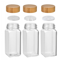 4oz square round seasoning glass bottle 120ml square round kitchen salt spice pepper shaker glass bottle with bamboo lid