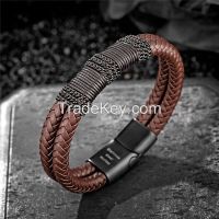 Leather bracelet stainless steel