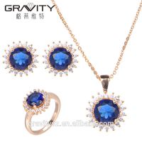 TZXG0087 Gravity fashion Dubai Unique Elegant Blue Stone 18K Gold Body Jewelry Set Factory Direct Price For Ladies Jewelry set