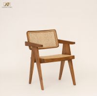 Cane Rattan Dining Chair with Arm - Natural