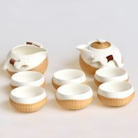 Bamboo Woven Porcelain Tea Set