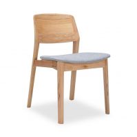 Wooden Minimalist Dining Chairs with Natural Color and Upholstery Seating