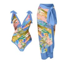 Women Bikini Set Push Up Floral Printed Ruffle Bikinis Strappy Bandage Swimwear Bathing Suit