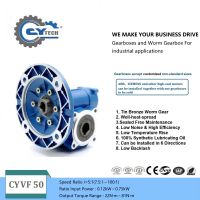 CHENYUE High Torque Worm Gearbox NMVF 50 CYVF 50 Input 14/11/19mm Output 25mm Speed Ratio from 5:1 to 100:1 Tin Bronze Worm Gear Free Maintenance