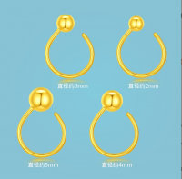 Water Shell Gold Jewelry Gold Bean earrings 5G Aurora Gold light bulb Circle earrings 999 full gold raising ear stick ears