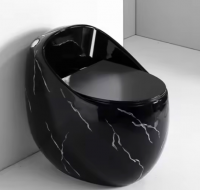 Egg shape new design hot sale wc marble black color toilet commode bathroom floor mounted ceramic one piece round toilet bowl