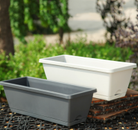 Gardening rectangular flower pot plastic large planting pot box wavy ruffle planting planter long strip flower box wholesale