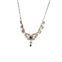 French Vintage Green Gem Necklace With