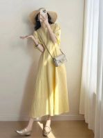 2024 summer new tea break French temperament high-grade sense of small super Sensen department beautiful yellow dress female