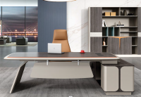 Modern Light Luxury Executive table simple fashion boss office desk table and chair combination with side cabinet and bookcase