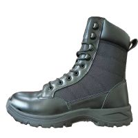 Men light leather black combat tactical boots