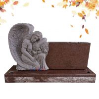 Red Granite Customized Angel Headstone Factory